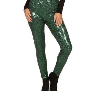 New Green Sparkling Sequin High-waist Leggings